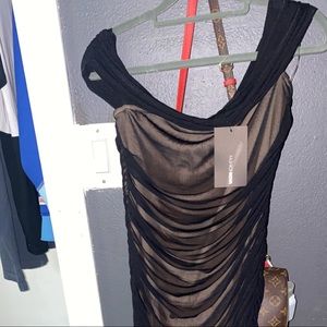 Fashion Nova Ready and Ruched Mesh Midi dress size Large